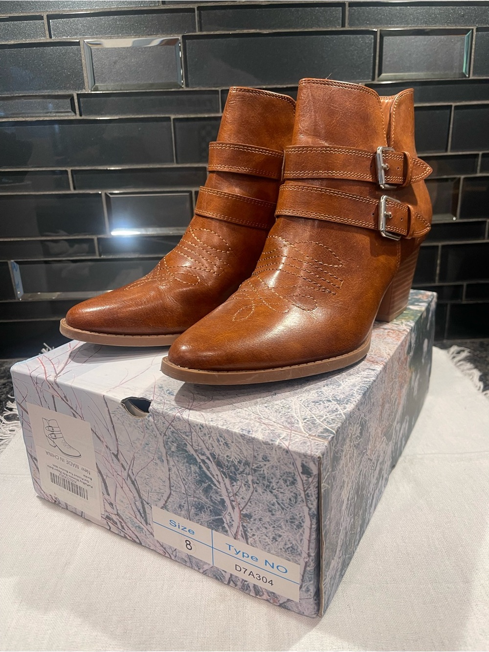 Brown  Buckle Ankle Boots